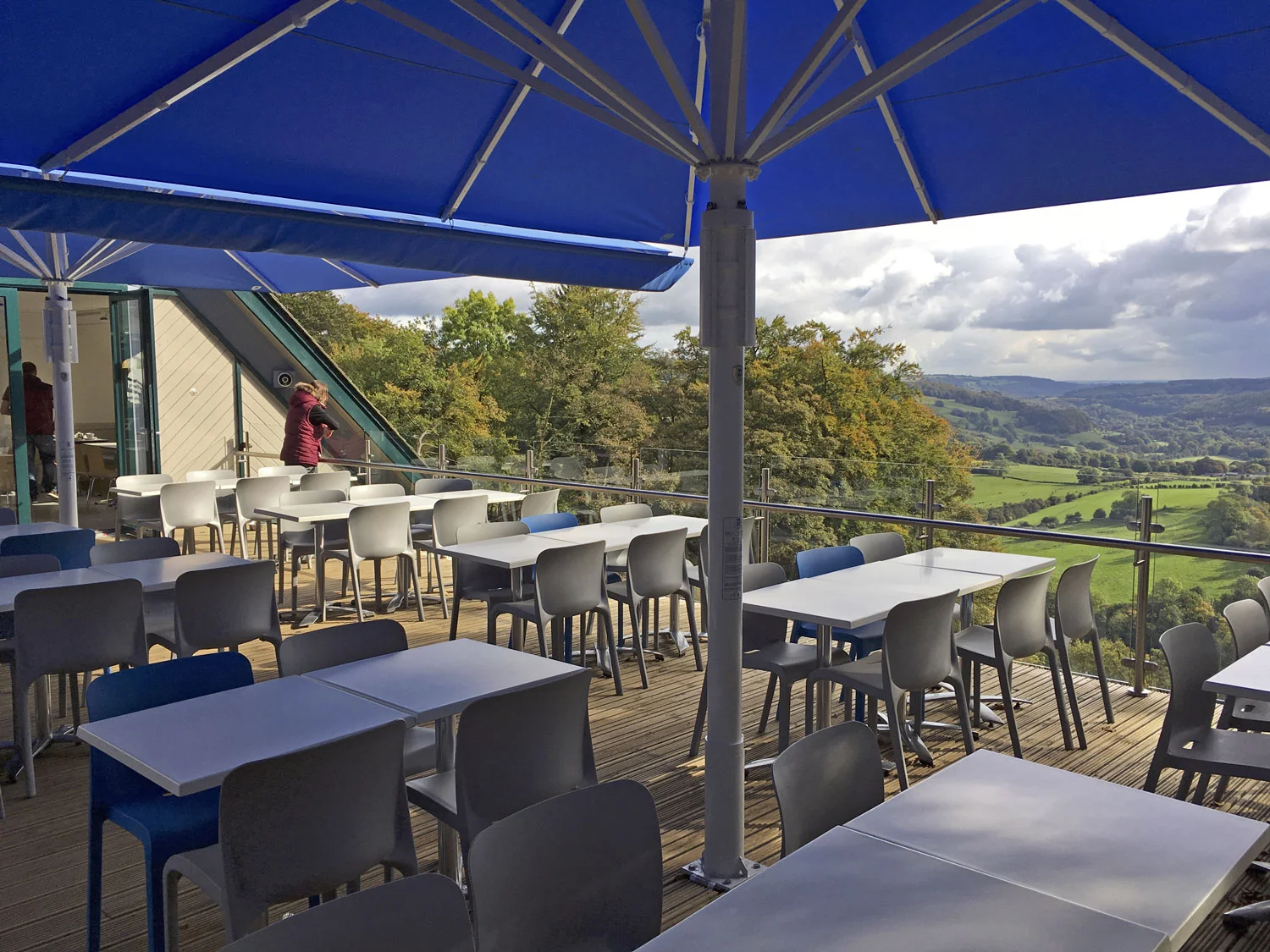 The new terrace to improve the catering operation, high above the derwent valley, Derbyshire