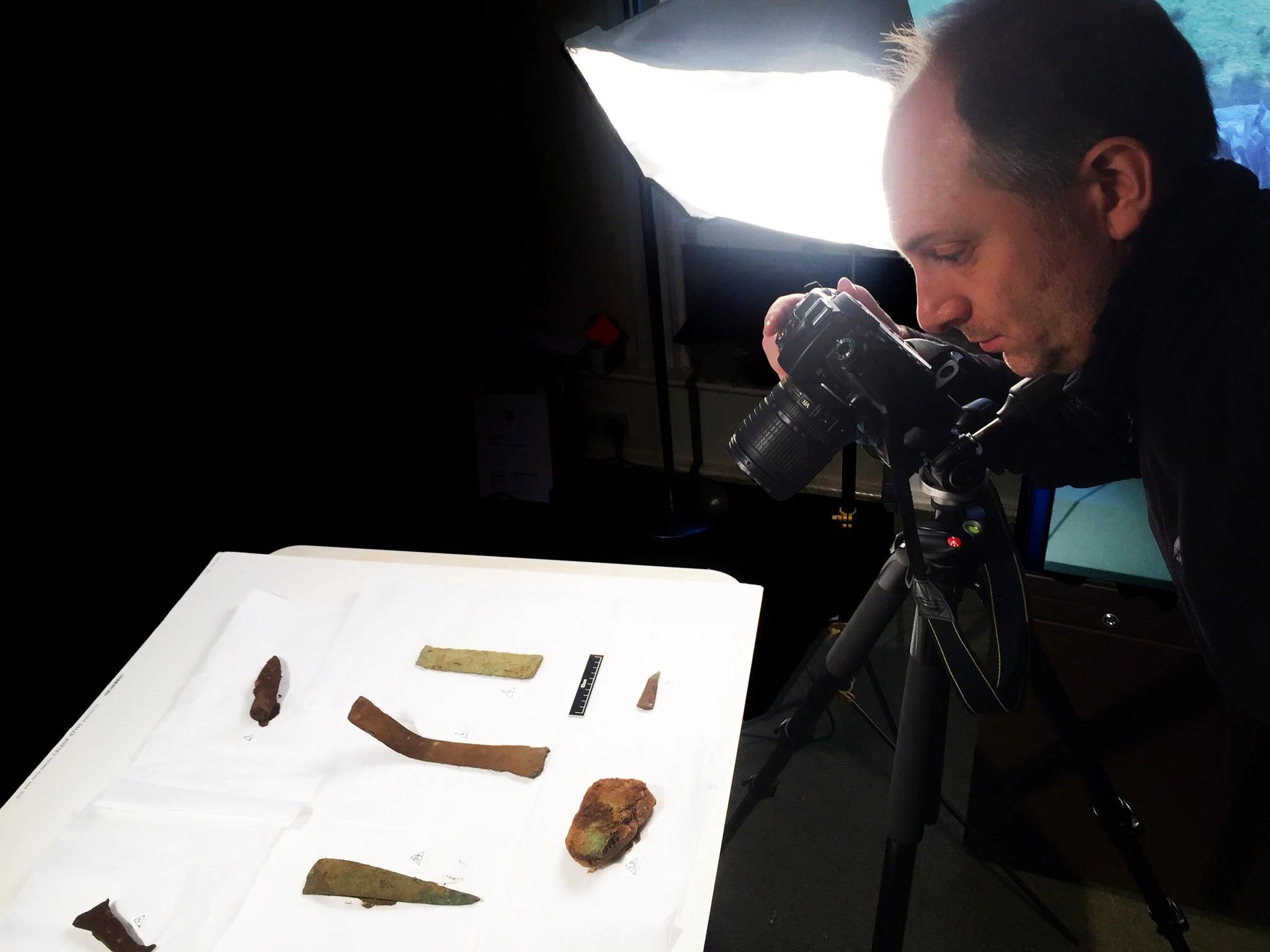 Photographing Bronze Age metalwork from the Isle of Coll