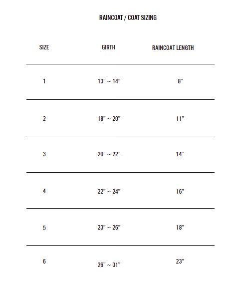 Coat Size Chart