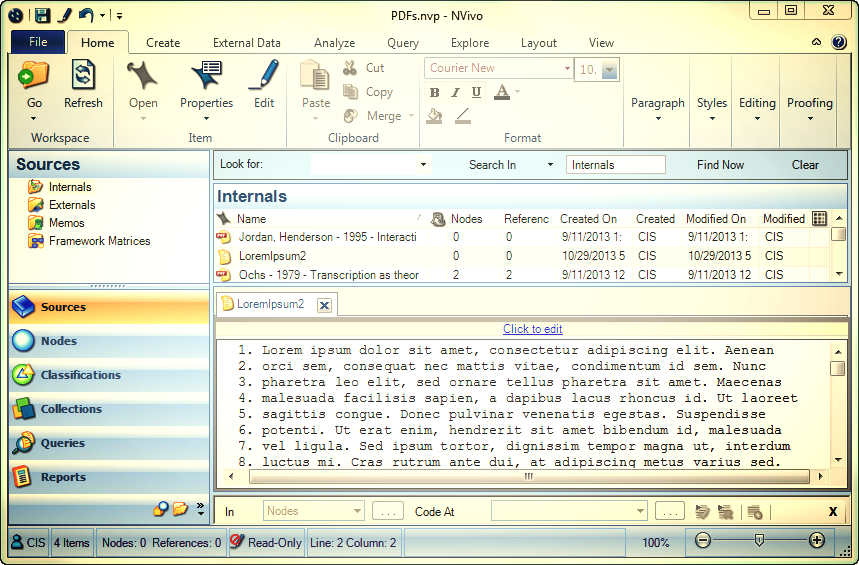 Inserting Consistent Line Numbers in NVIVO