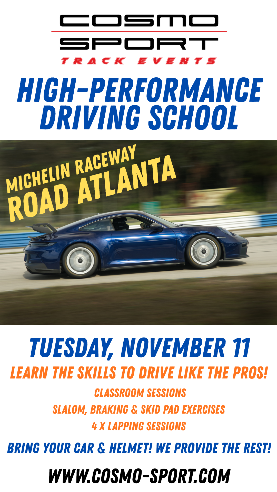 November 11 Cosmo-Sport High-Performance Driving School: Michelin Raceway Road Atlanta