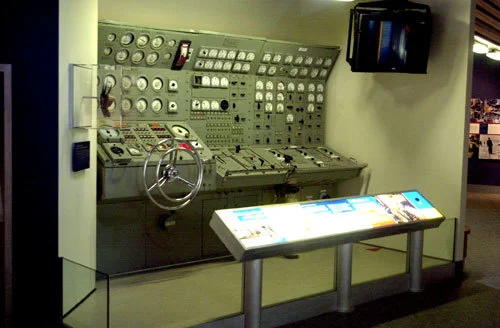 Full-size display of US nuclear sub systems control station at the Smithsonian Institute, circa 2000.