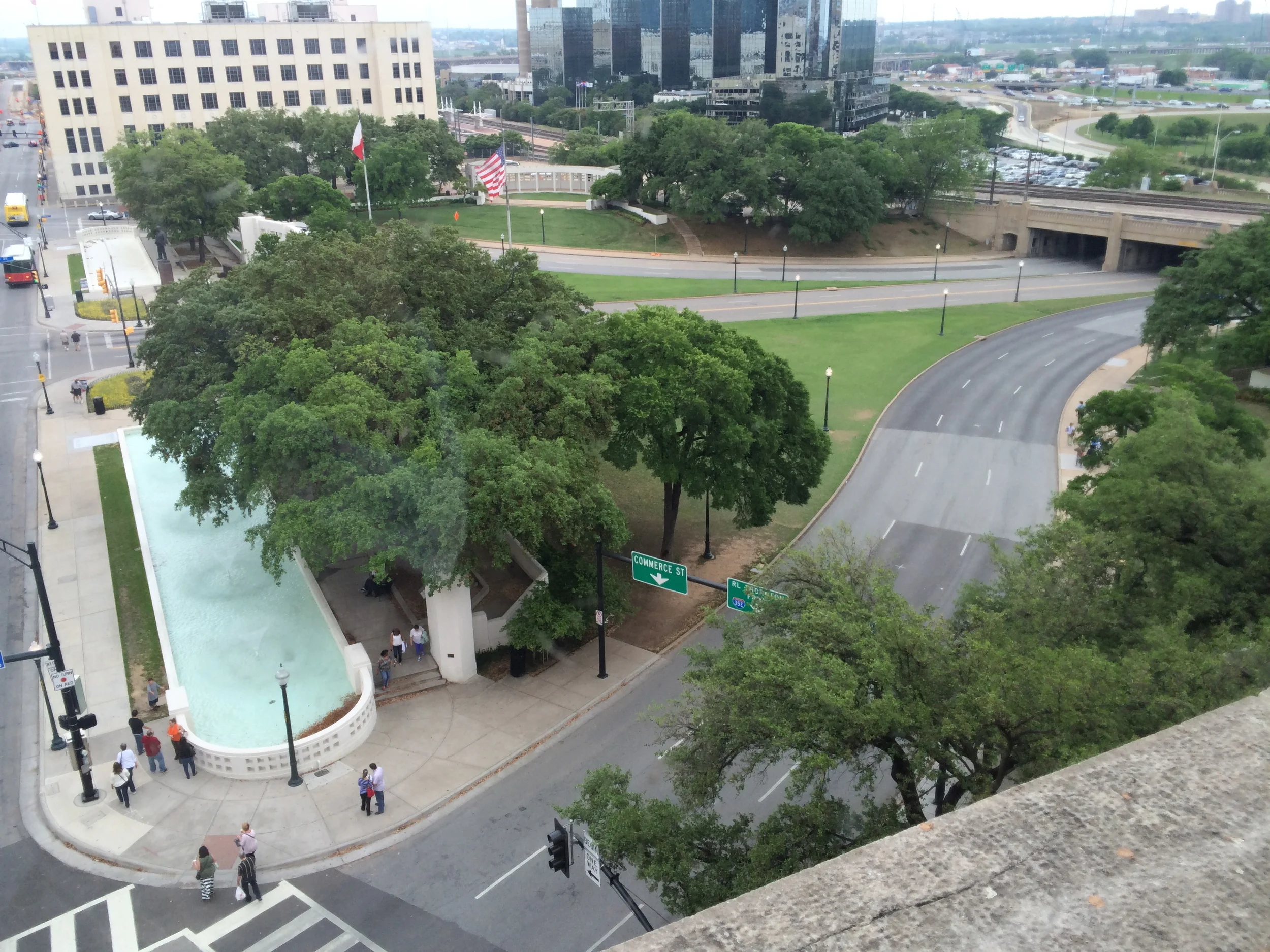 A photo from the corner window, seventh floor, of the Book Depository Building (no picture taking on the sixth floor). Everything was closer, more intimate than I had imagined.