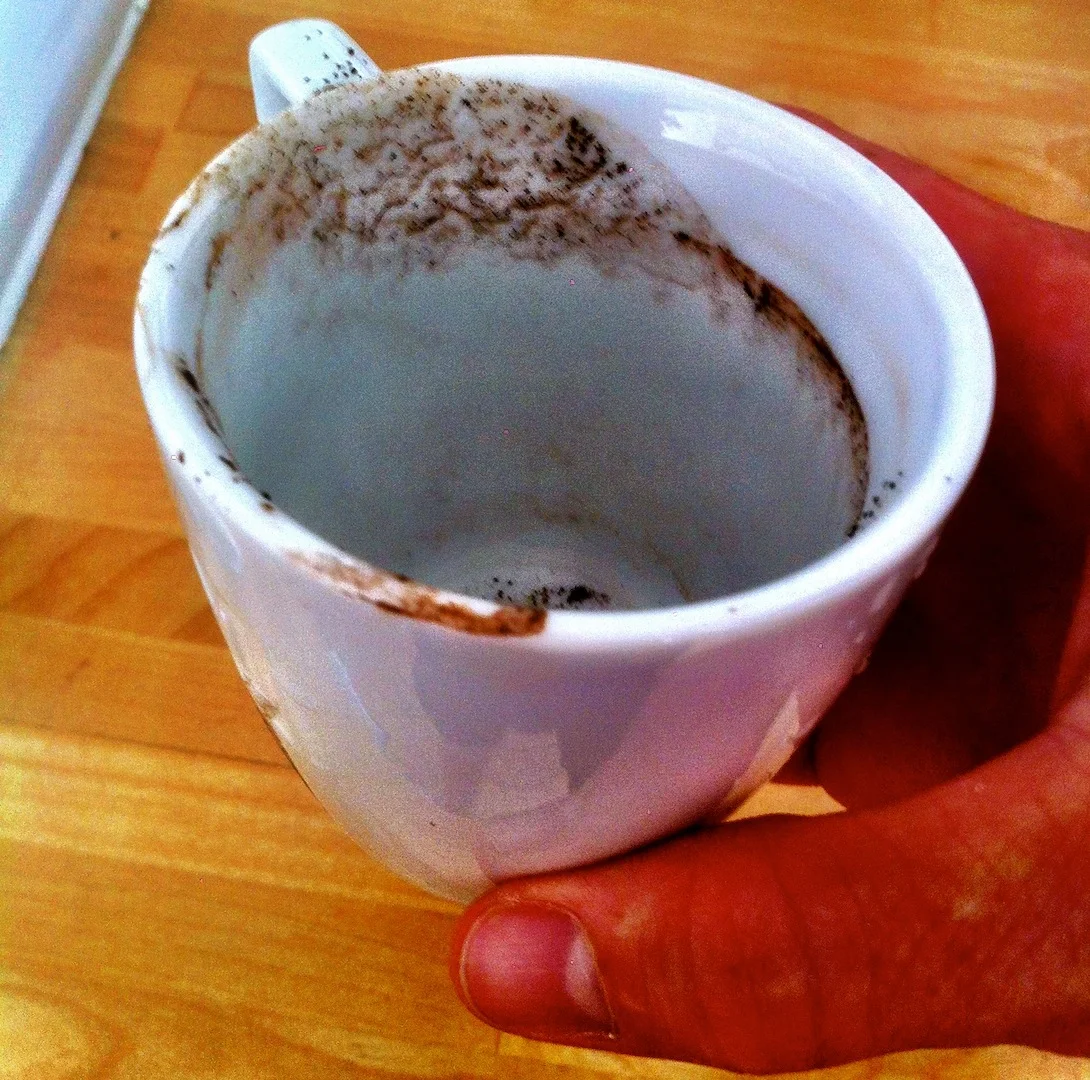 “He never has a second cup at home.”