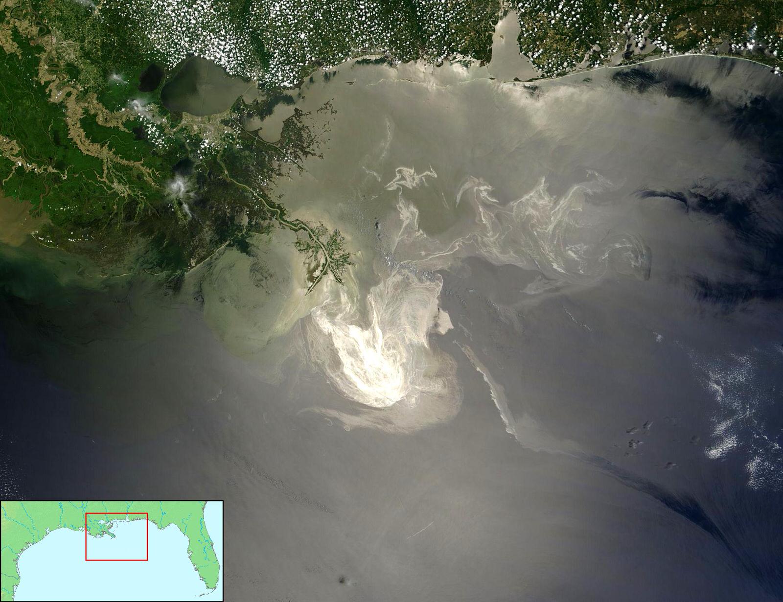 The BP oil slick in all it's enormity, as seen from space by NASA's Terra satellite on 24 May 2010.
