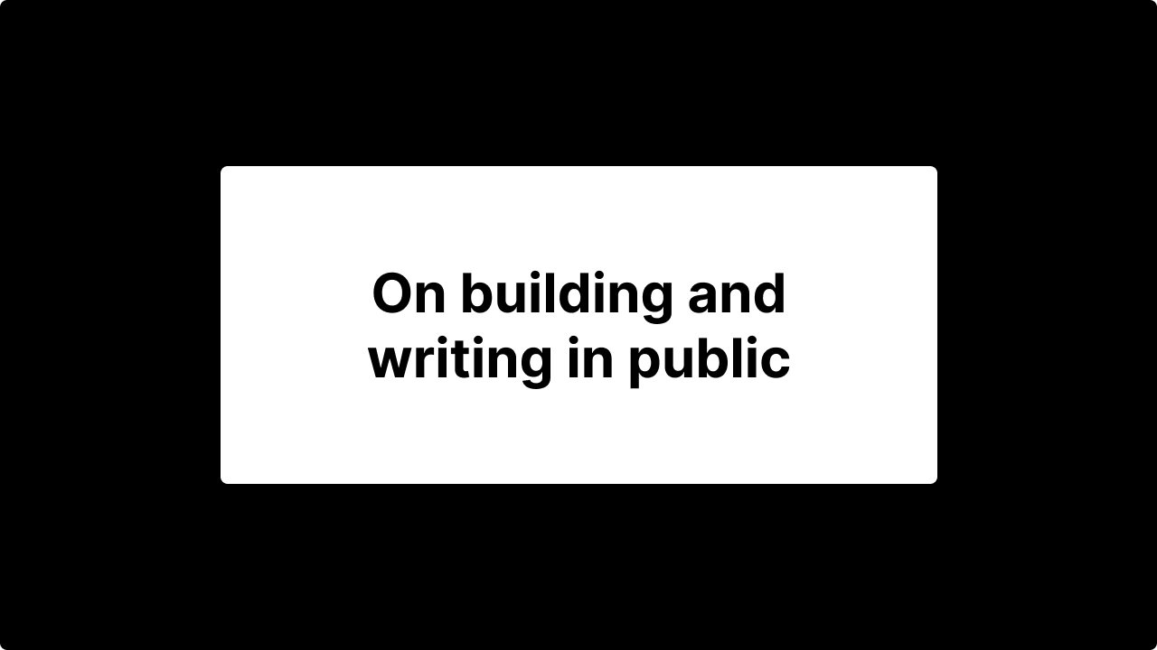 On building and writing in public