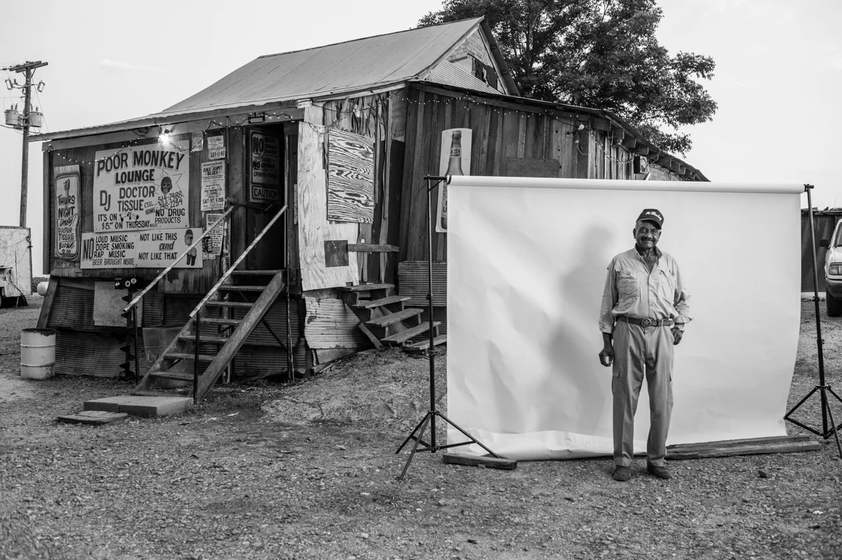 Willie Seaberry in front of his juke joint