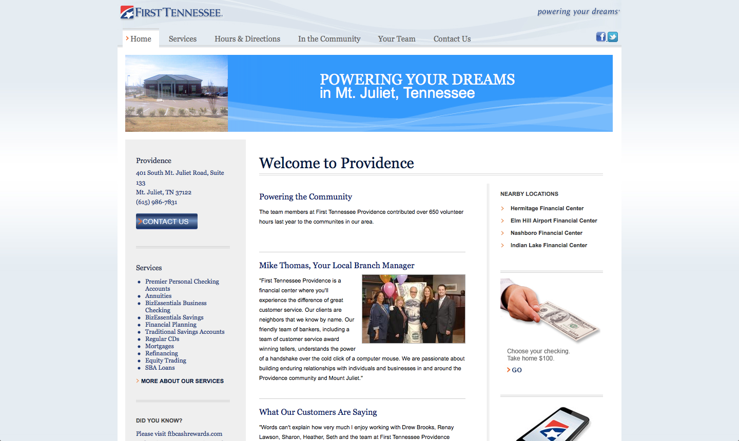 First Tennessee Bank branch sites