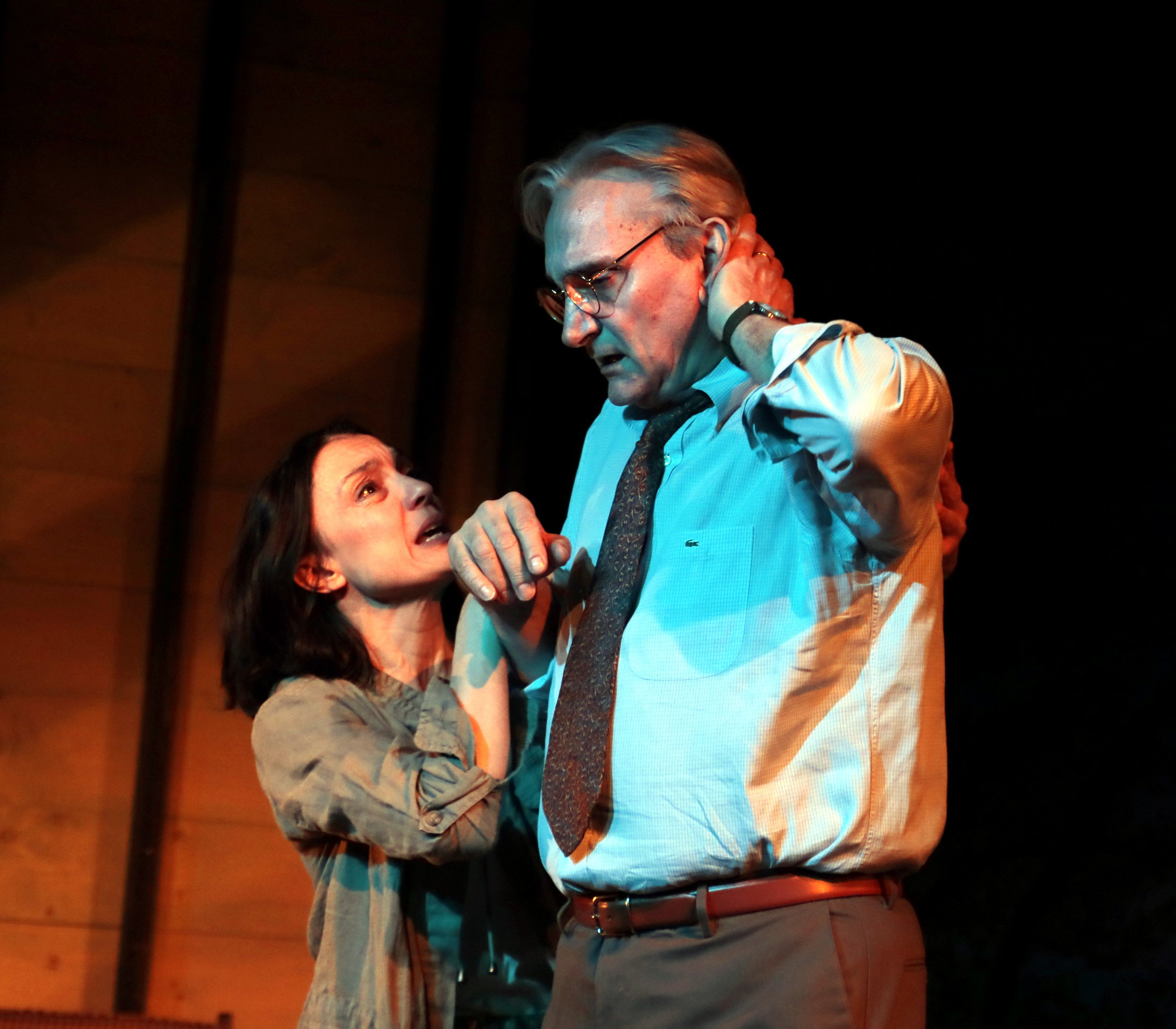 Clea Straus Rivera and Rocco Sisto in "Extreme Whether," written and directed by Karen Malpede, presented by La MaMa March 1-8, 2018. Photography © Beatriz Schiller 2018.