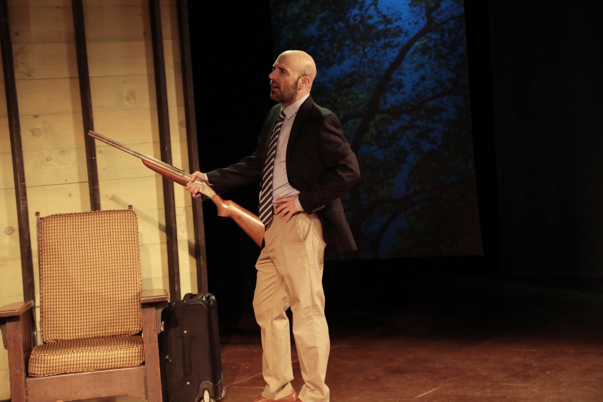 Khris Lewin in "Extreme Whether," written and directed by Karen Malpede, presented by La MaMa March 1-8, 2018. Photography © Beatriz Schiller 2018.