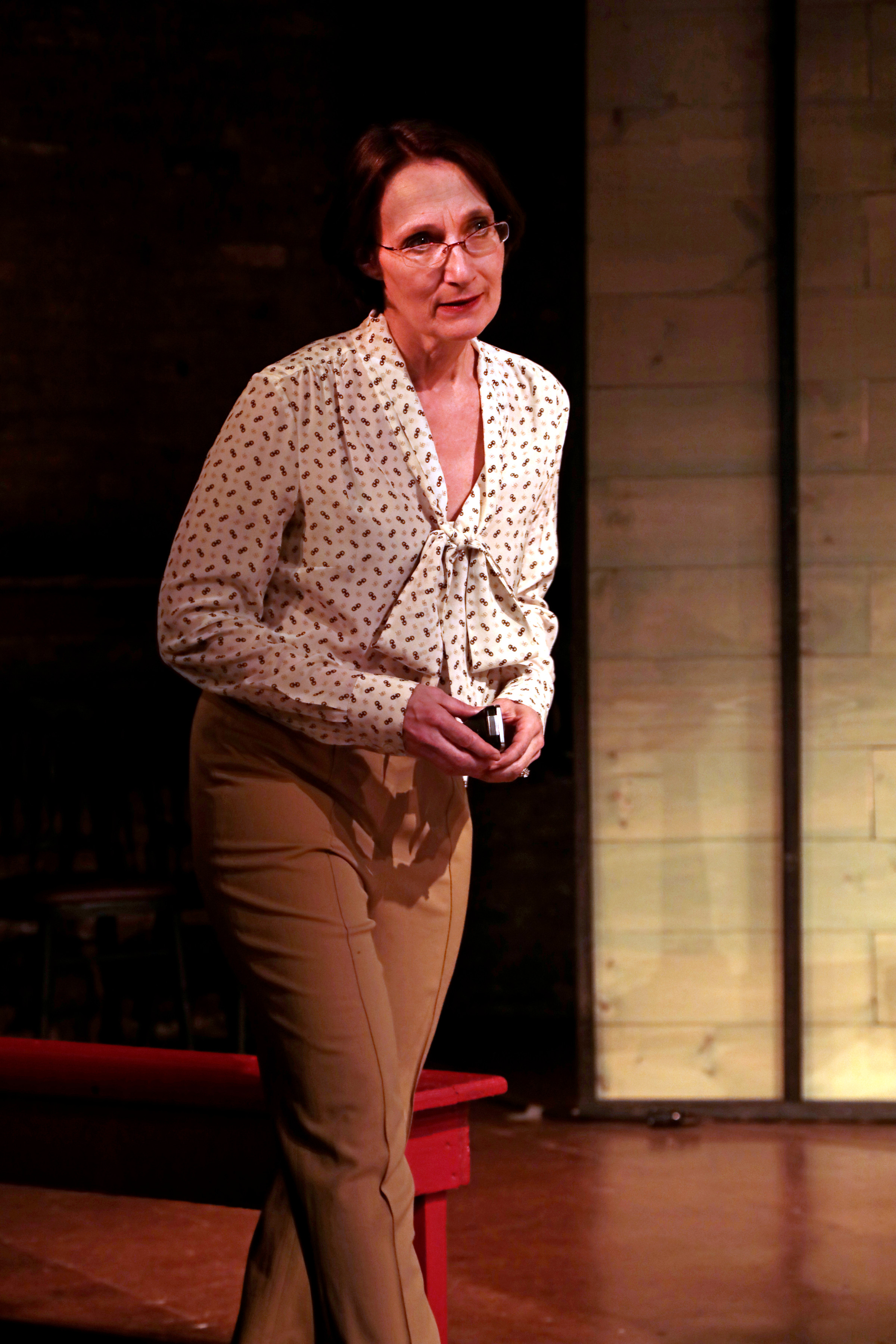 Dee Pelletier in "Extreme Whether," written and directed by Karen Malpede, presented by La MaMa March 1-8, 2018. Photography © Beatriz Schiller 2018.