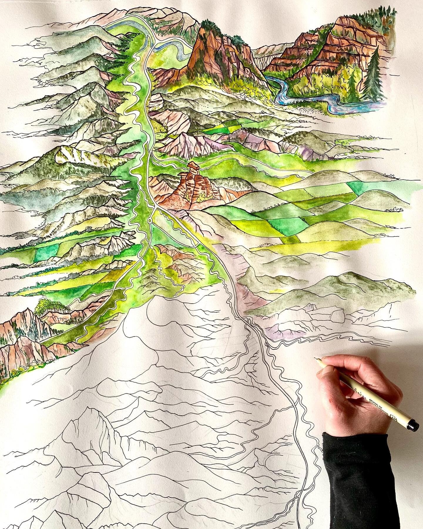 This is my home. It&rsquo;s a place I&rsquo;ve illustrated six times now for different projects. Each time I make a map of the Roaring Fork Valley, I fall more in love. It gives me the opportunity to pay tribute to the landscape that holds me dear, s