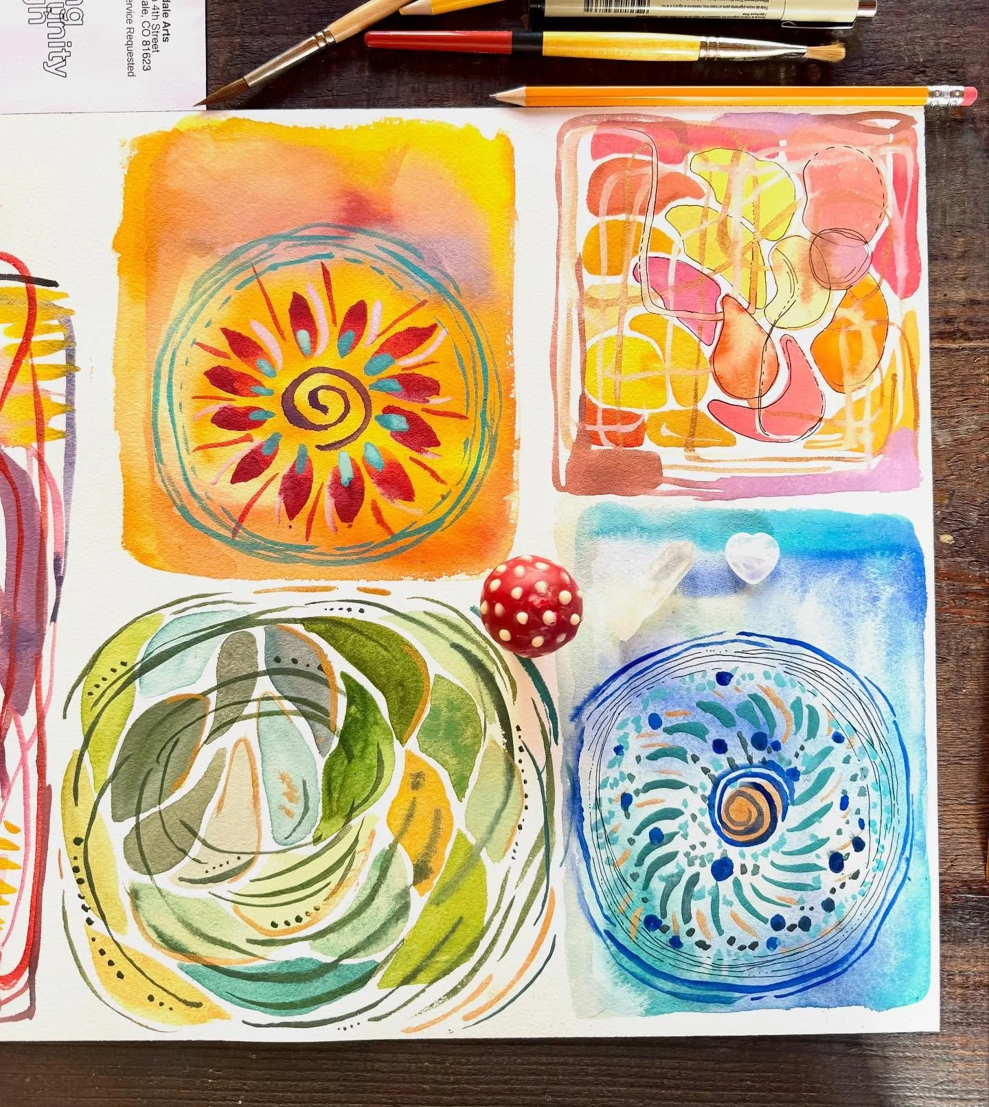 Holiday card art in the works. Who loves imperfect circles?