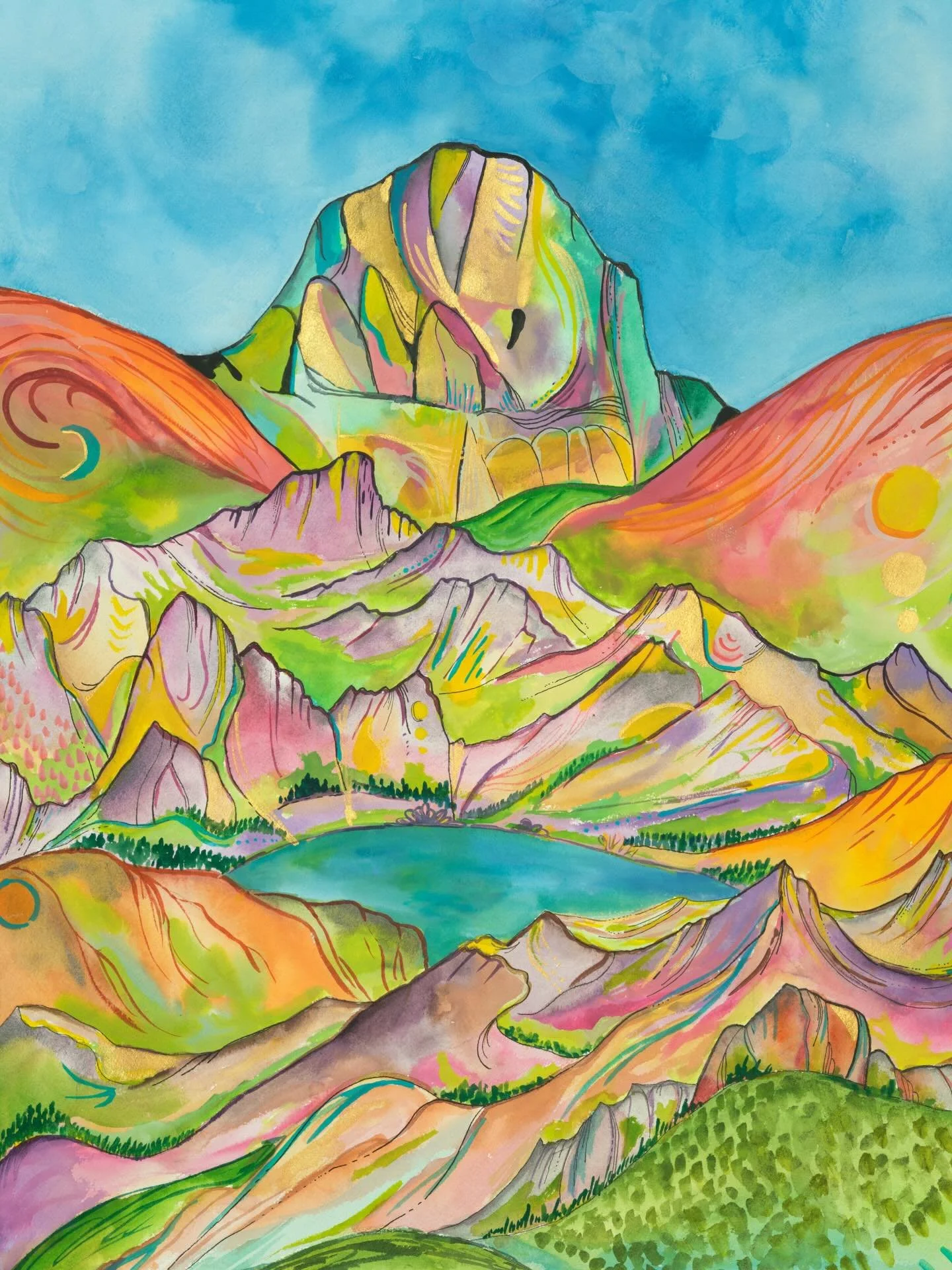 &ldquo;As above, so below&rdquo; is a painting I made this summer during the bliss of a creative impulse that arrived with little notice. What a gift, to receive these bolts of inspiration from source. The painting features two sacred peaks&hellip; m