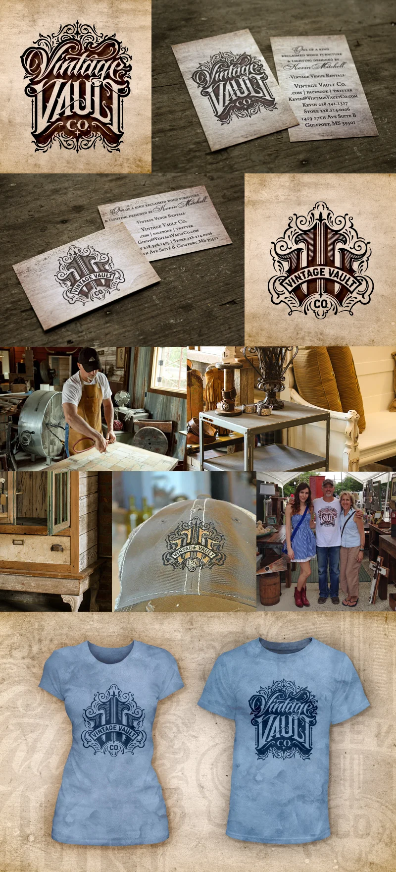 Vintage Vault Co. Logos • Bizcards • T-shirts Photos courtesy of Vintage Vault Co.