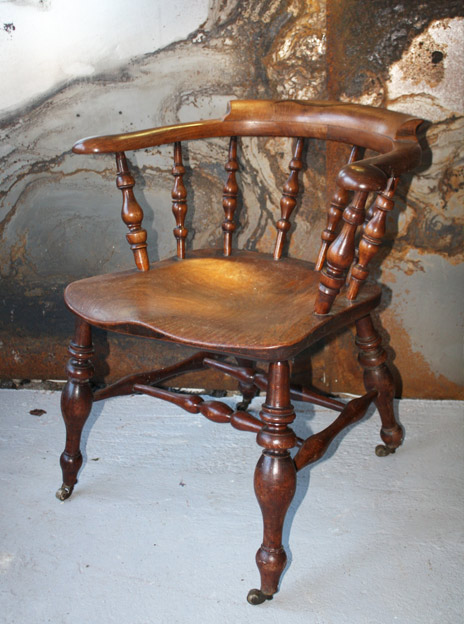 A fine, bold and generous Victorian smokers bow chair with double H stretcher. You can find them all the time but not like this.