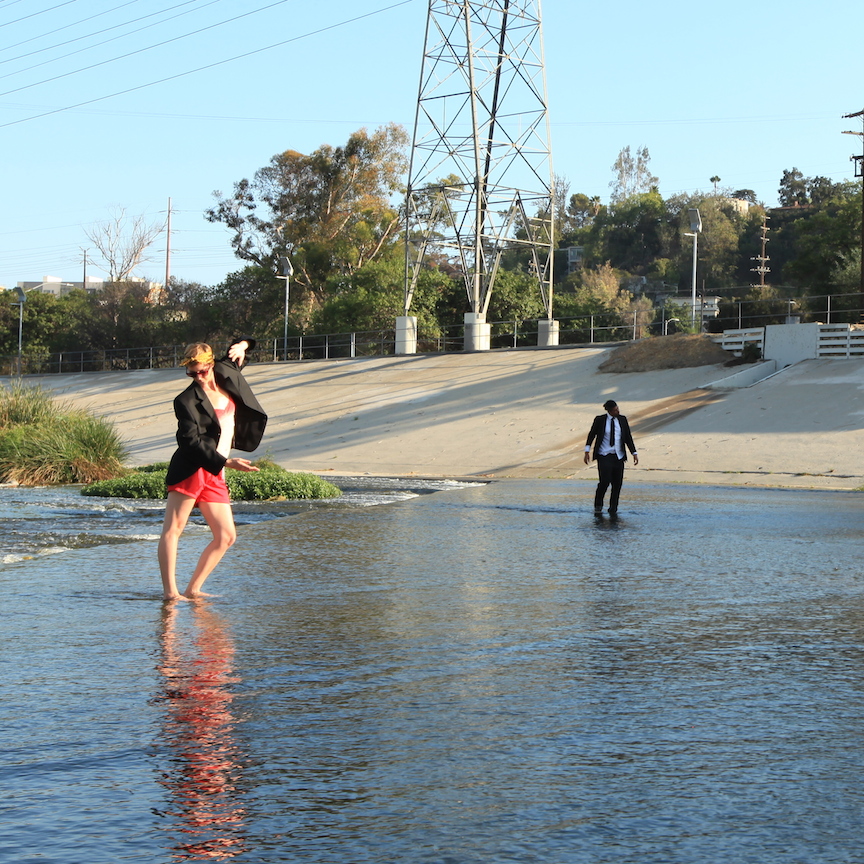 Allison Wyper + Rafa Esparza in the Los Angeles River, photo by Erika Barbosa