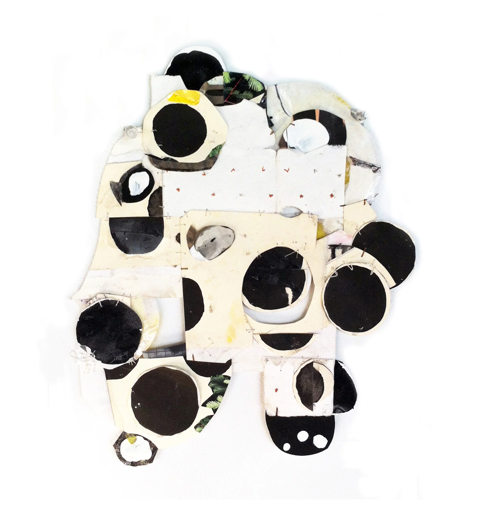 Scotty's Big Juggle , 2013, stitched paper collage, 13 x 13.5 in.