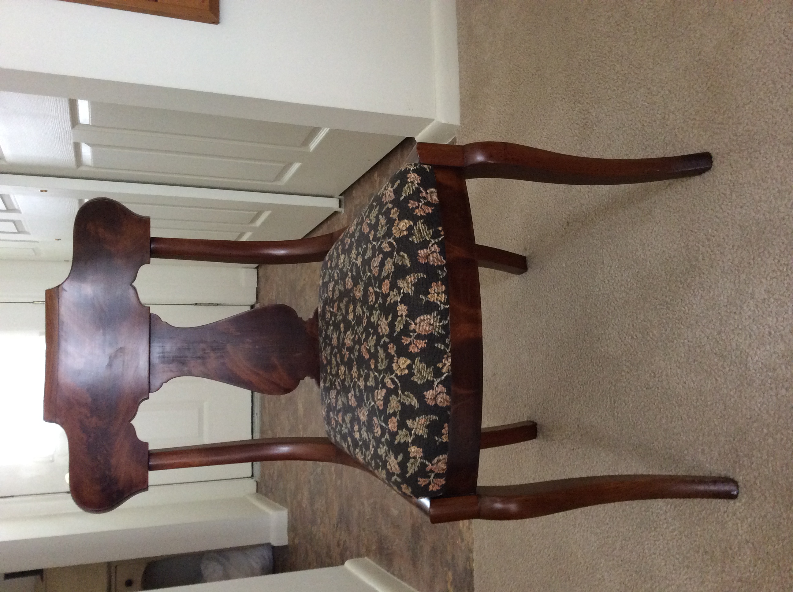 Empire sabre leg dining chair, mahogany veneer. $125 estimated value