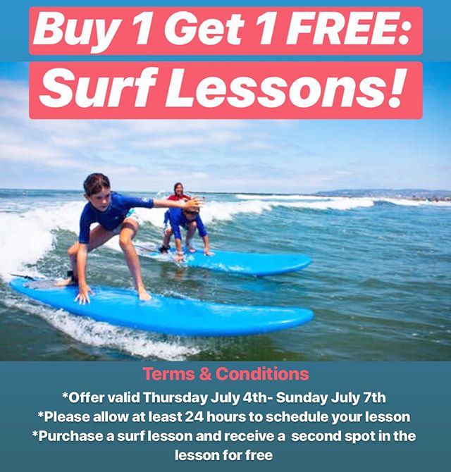 🇺🇸 Happy Fourth of July! 🇺🇸
To celebrate we are offering BUY 1 GET 1 FREE SURF LESSONS! 
Learn to surf with a friend! .
.
.
#obsurfandskate #surfob  #sandiego #ca #california #surflessons #oceanexperience #bestsurfschool #oceanbeach #surfing #sur