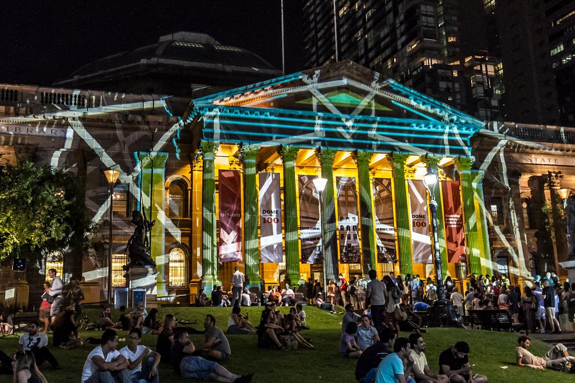 The State Library on Swanston Street during the White Night Festival