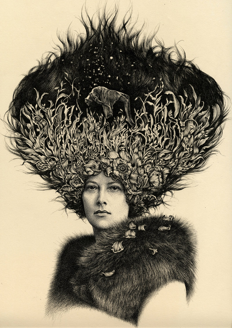 Mary 2012 - Ink on cotton paper by Lucy Hardie