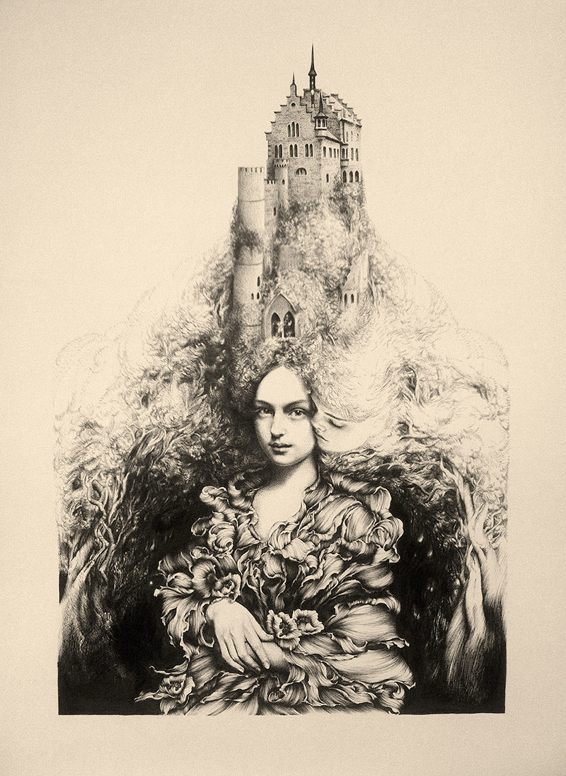 You are Here 2014 - Ink on cotton paper by Lucy Hardie 
