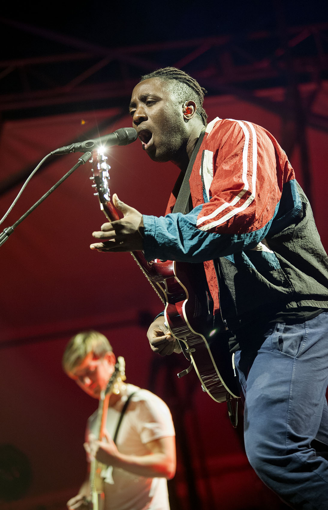 Kele Okereke of British rock group Bloc Party plays on night three of the 2015 Falls Festival - image courtesy of Kirsty Umback. 
