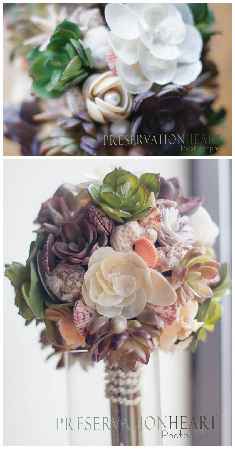 Succulent and seashell bouquet - you can take this with you on your destination wedding, or just perfect for a lakeside event. Please remember to invite me!