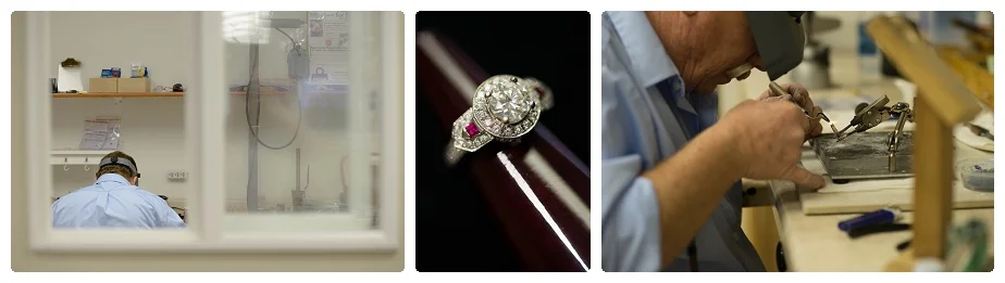 Jeweler Bill solders a wedding set 