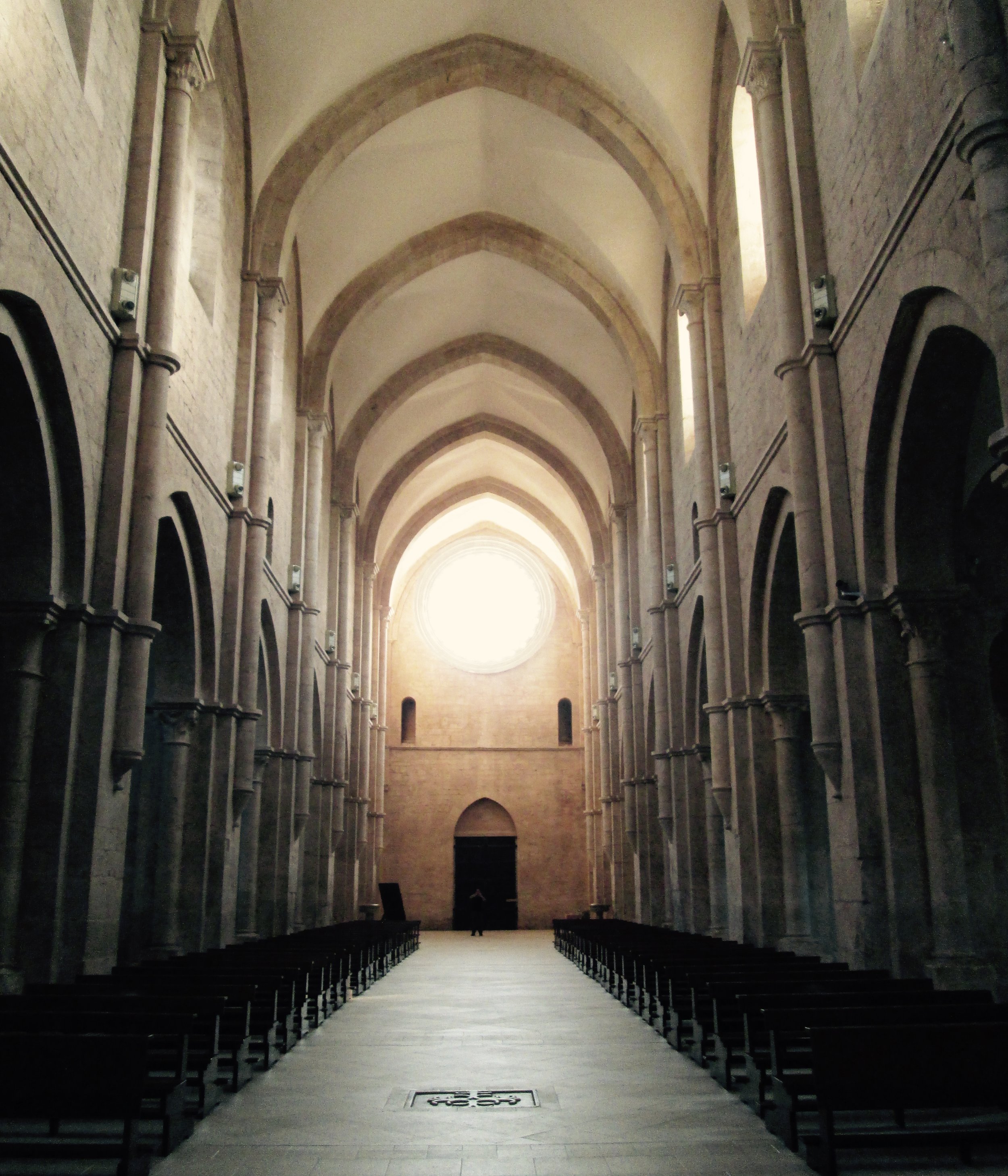 nave of fossanova church, in which st. thomas was initially buried