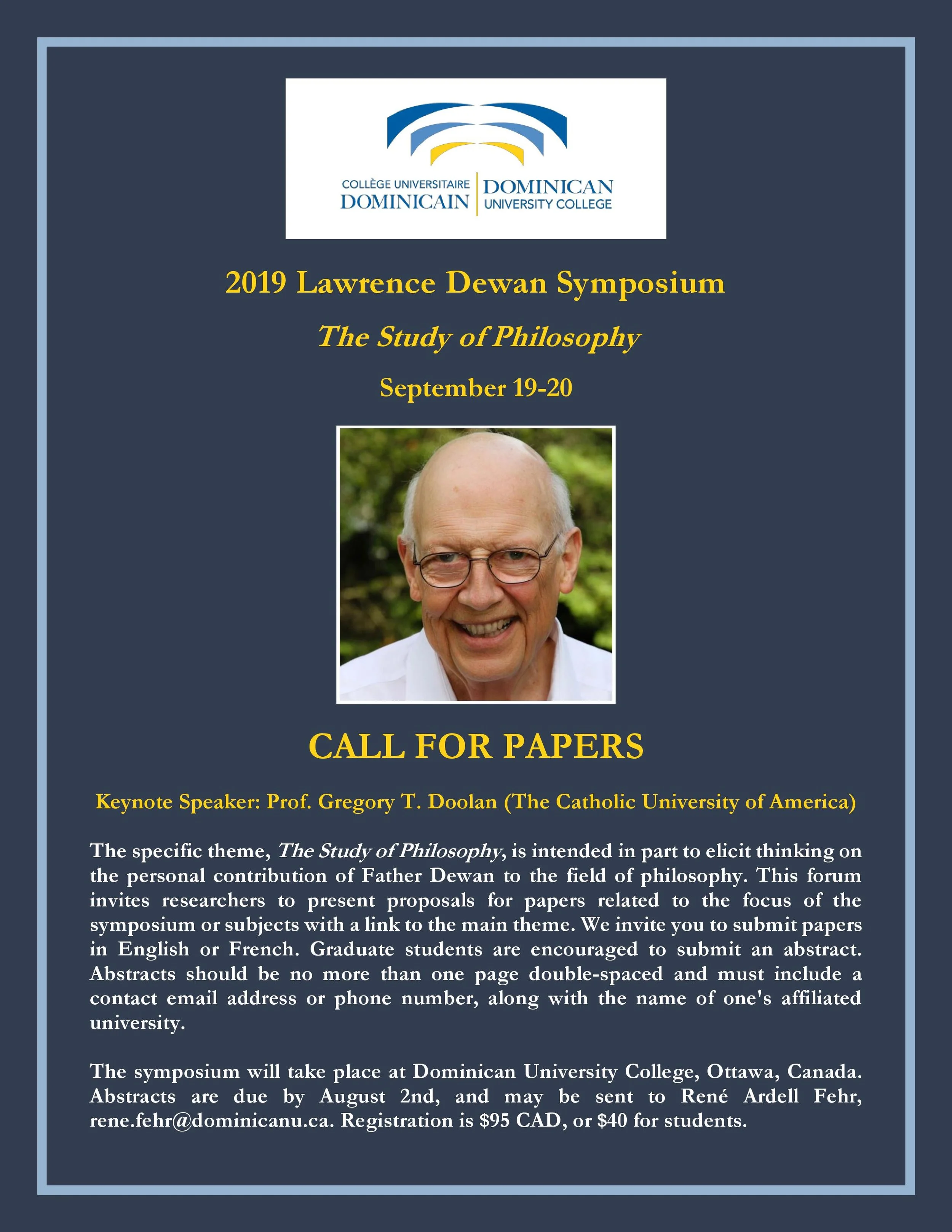 Call for Papers: Fr. Dewan Symposium