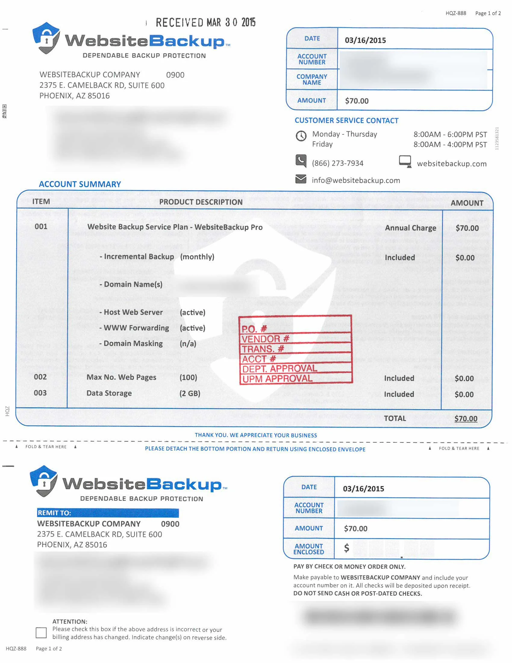 Do Not Pay WebsiteBackup Inovices