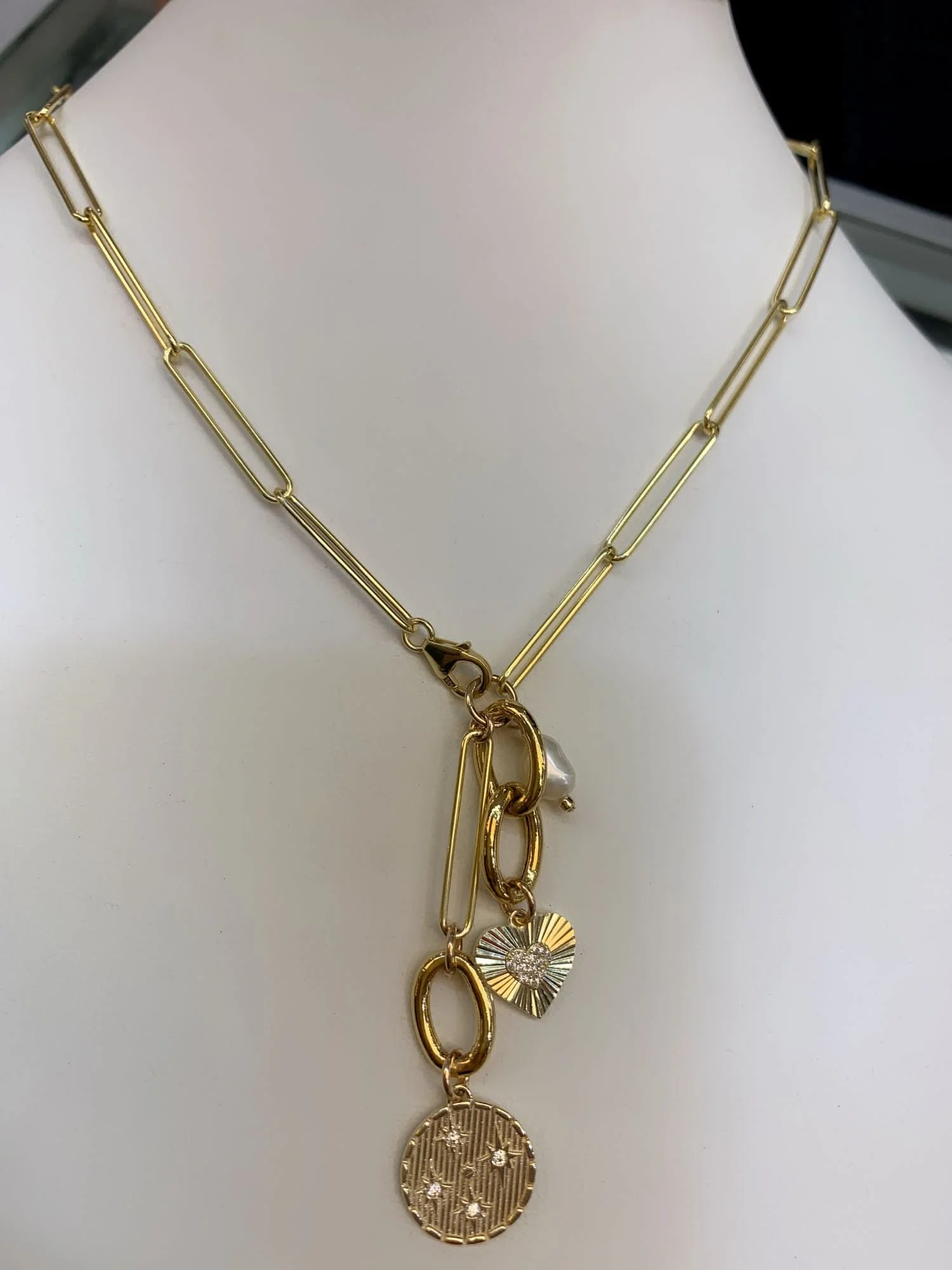 GOLD CHARM LARIAT NECKLACE — Karen Egren