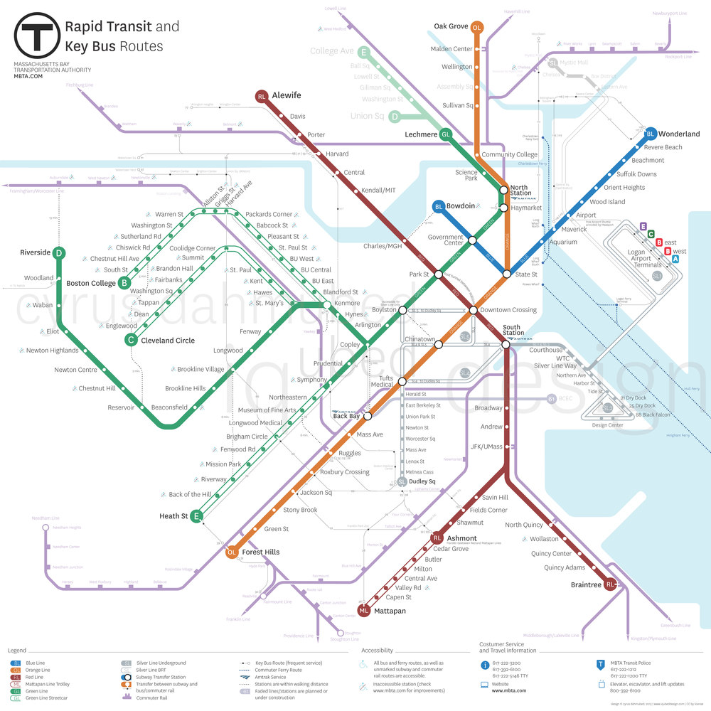  My version of a new MBTA map. 