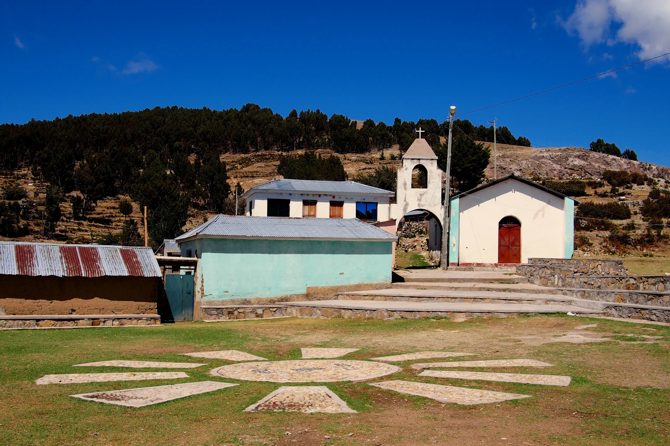 Main square of one of the small villages on the island