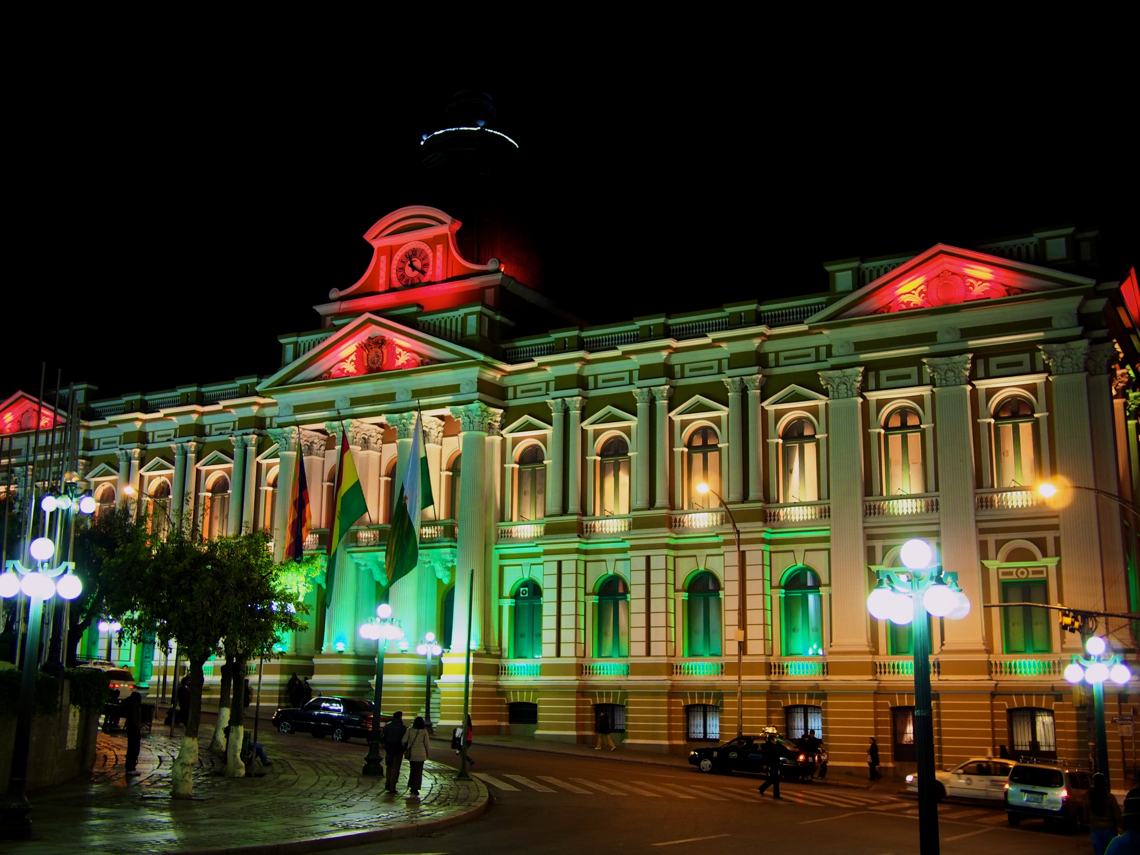 Legislative Palace lit up at night