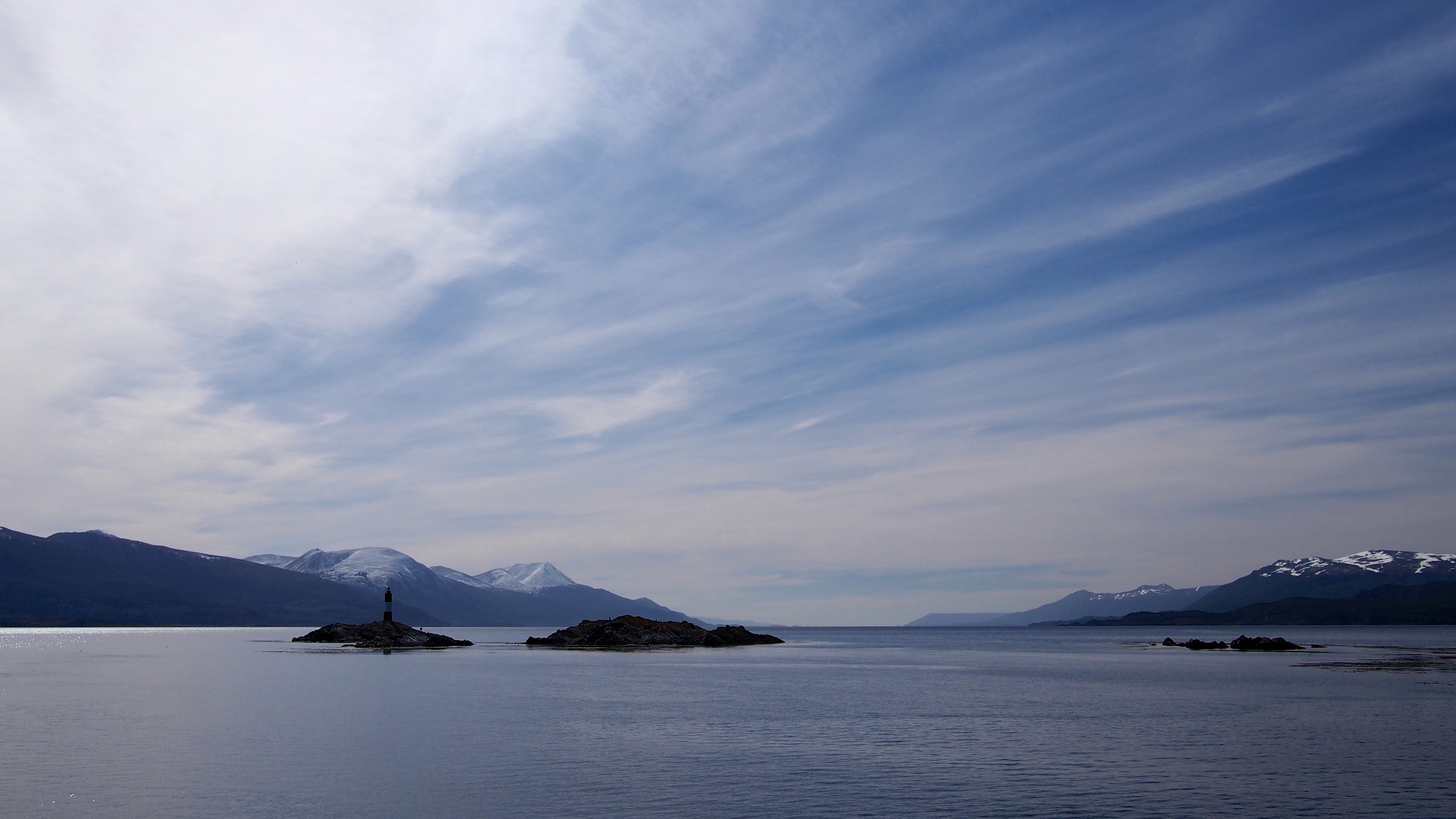 A distant shot of Les Eclaireurs Lighthouse