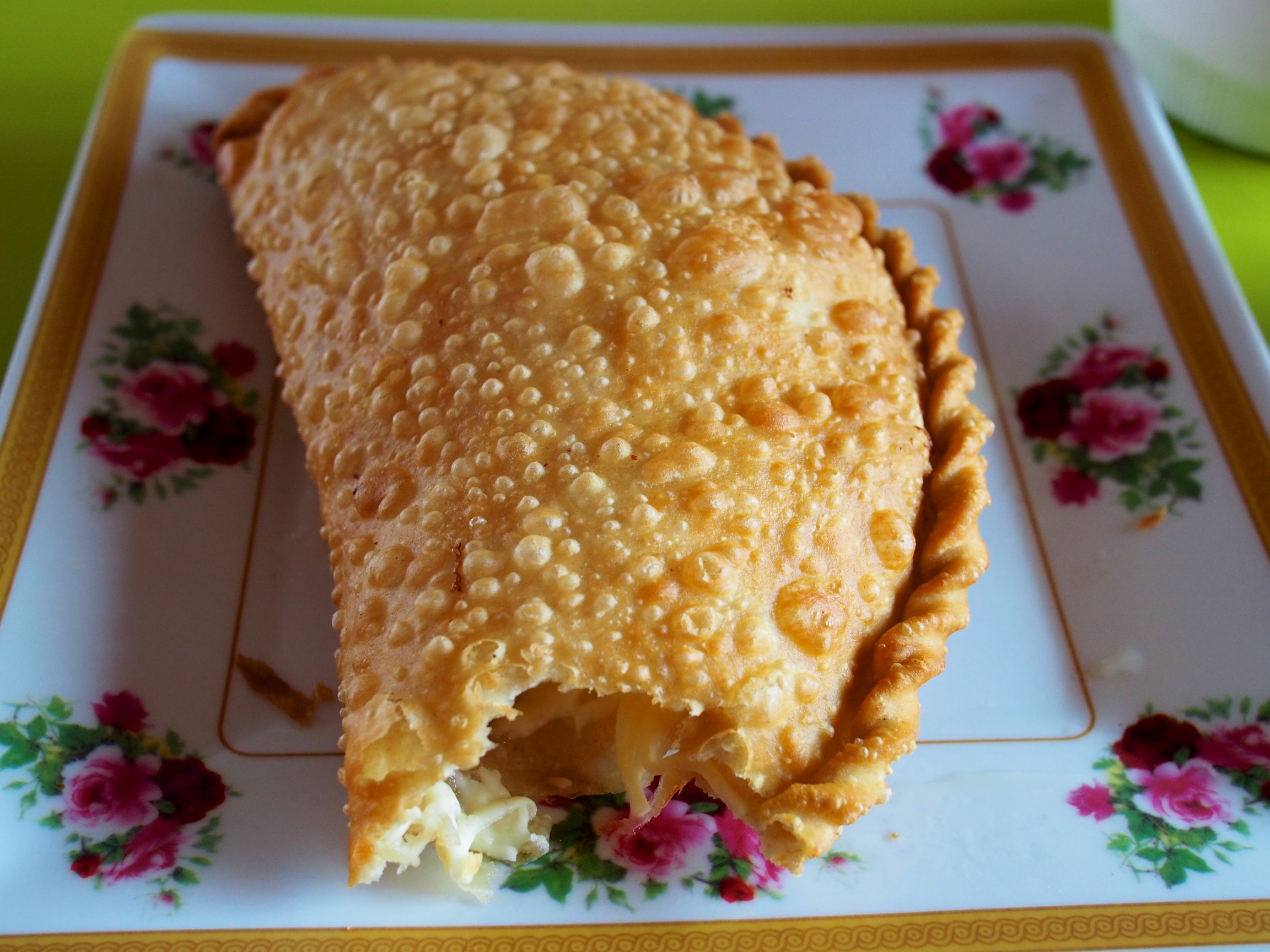 Pastel de queso at the market - La Paz, Bolivia