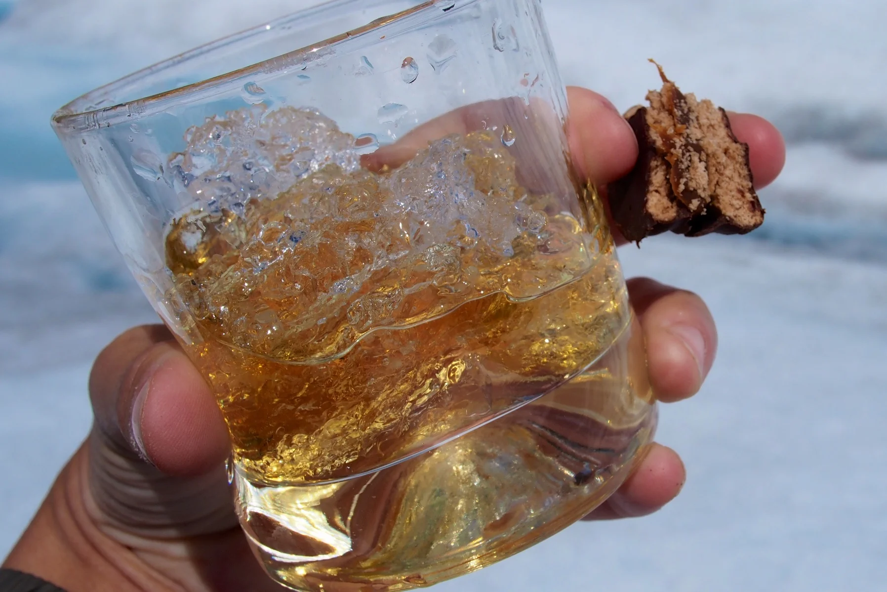 Whisky and alfajores on Perito Moreno Glacier - El Calafate, Argentina