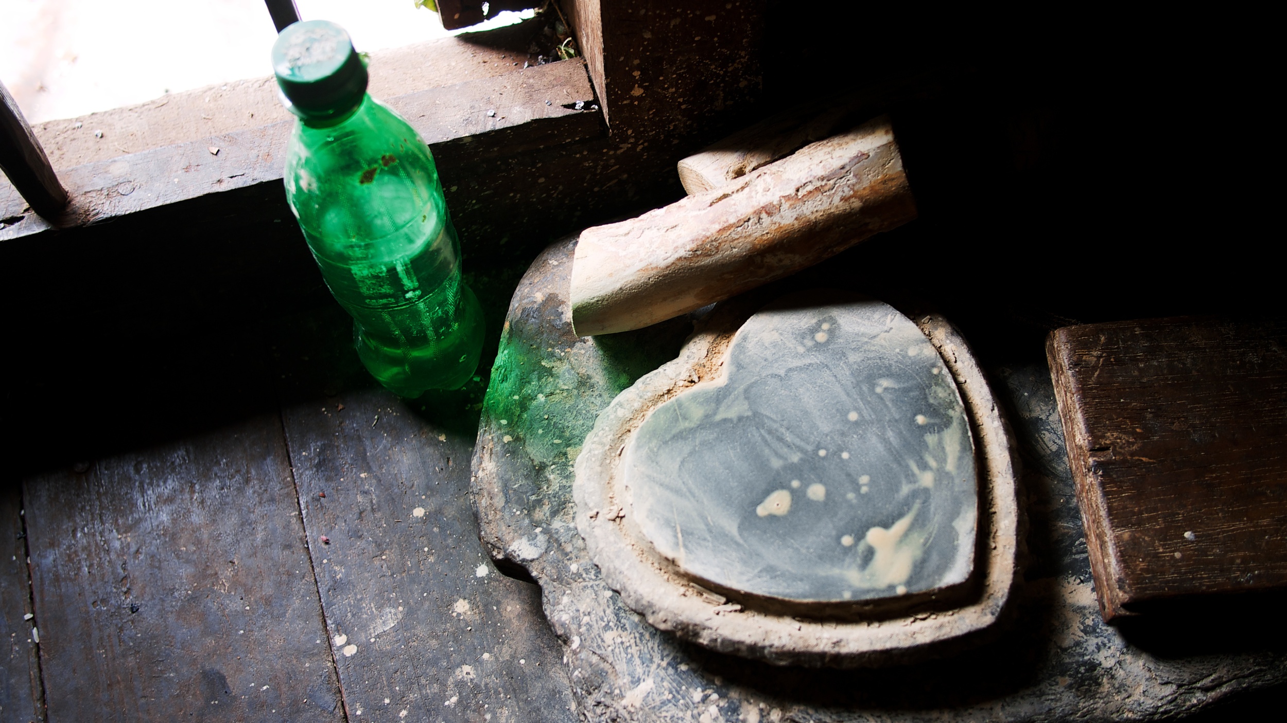 Tools used to produce thanaka, the face cream seen across myanmar