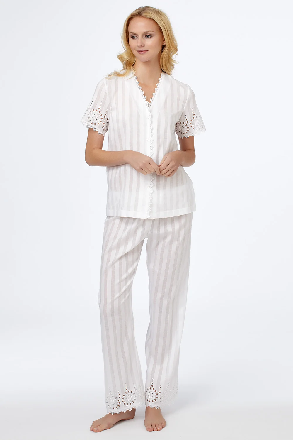 Sheer Cotton Sateen Stripe Pajama