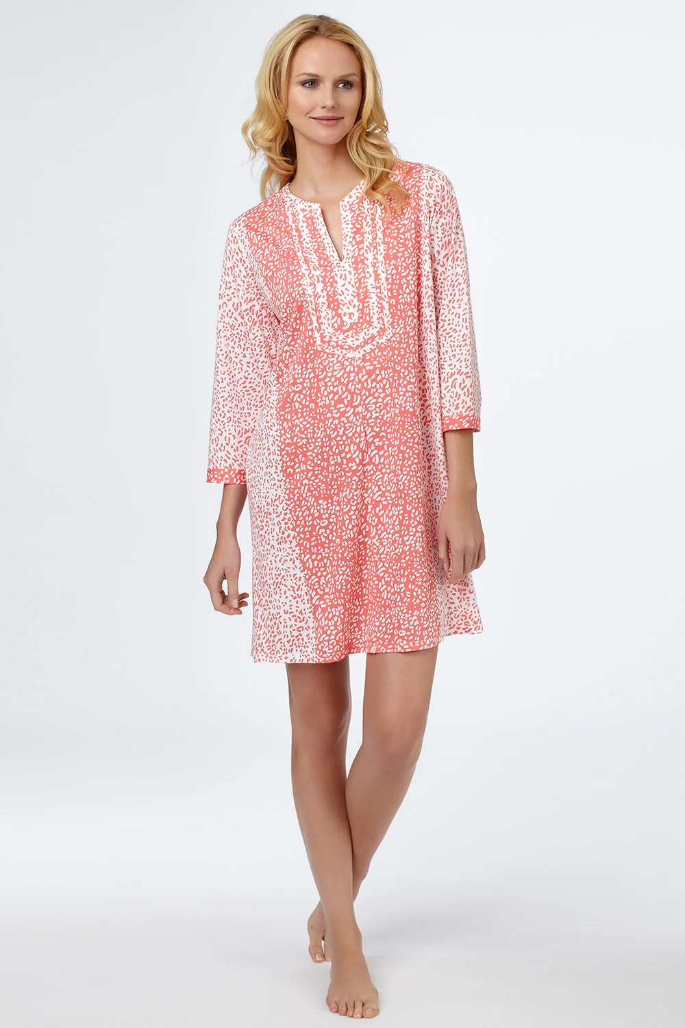 Printed Pima Cotton Knit Sleep Shirt