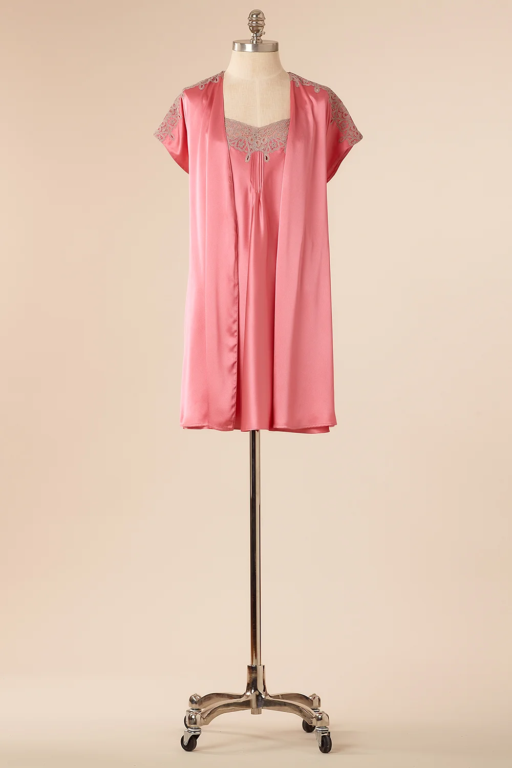 Silky Charmeuse Chemise & Wrap Set