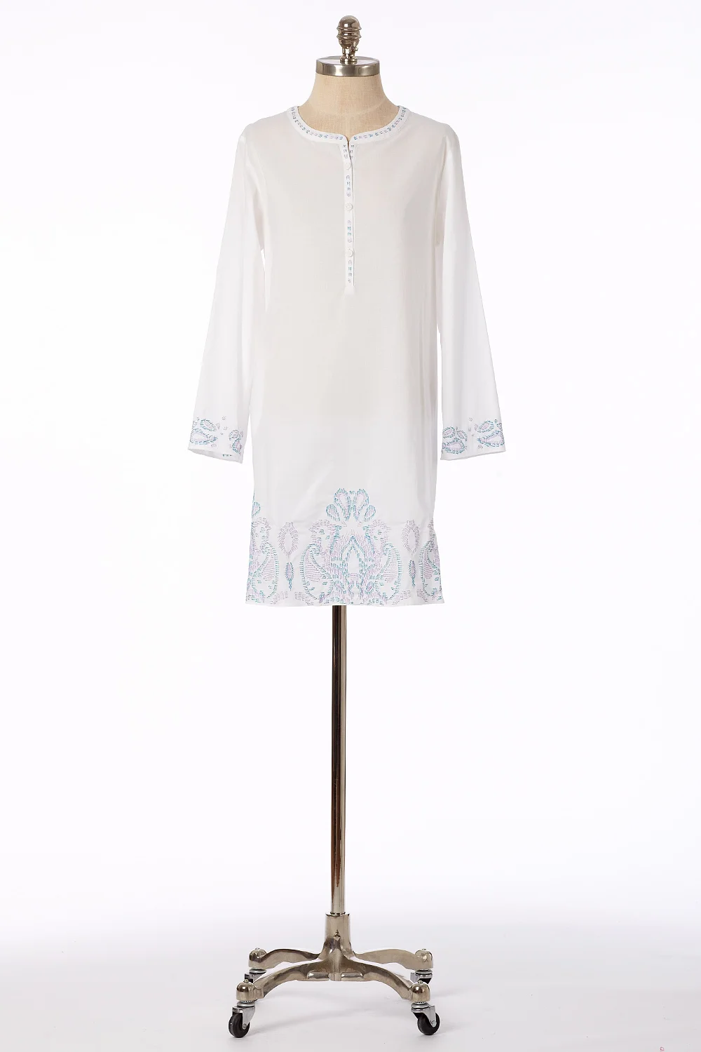 Embroidered Cotton Lawn Sleep Shirt