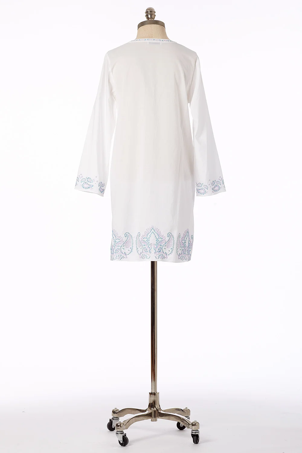 Embroidered Cotton Lawn Sleep Shirt - Back View