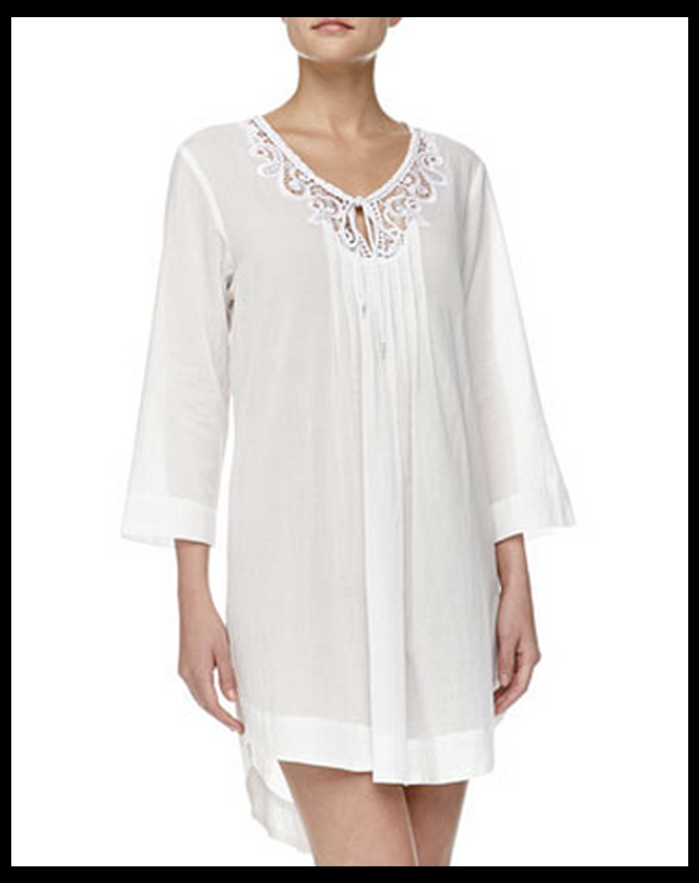 White Cotton Batiste Sleep Shirt - Venise Yoke.png