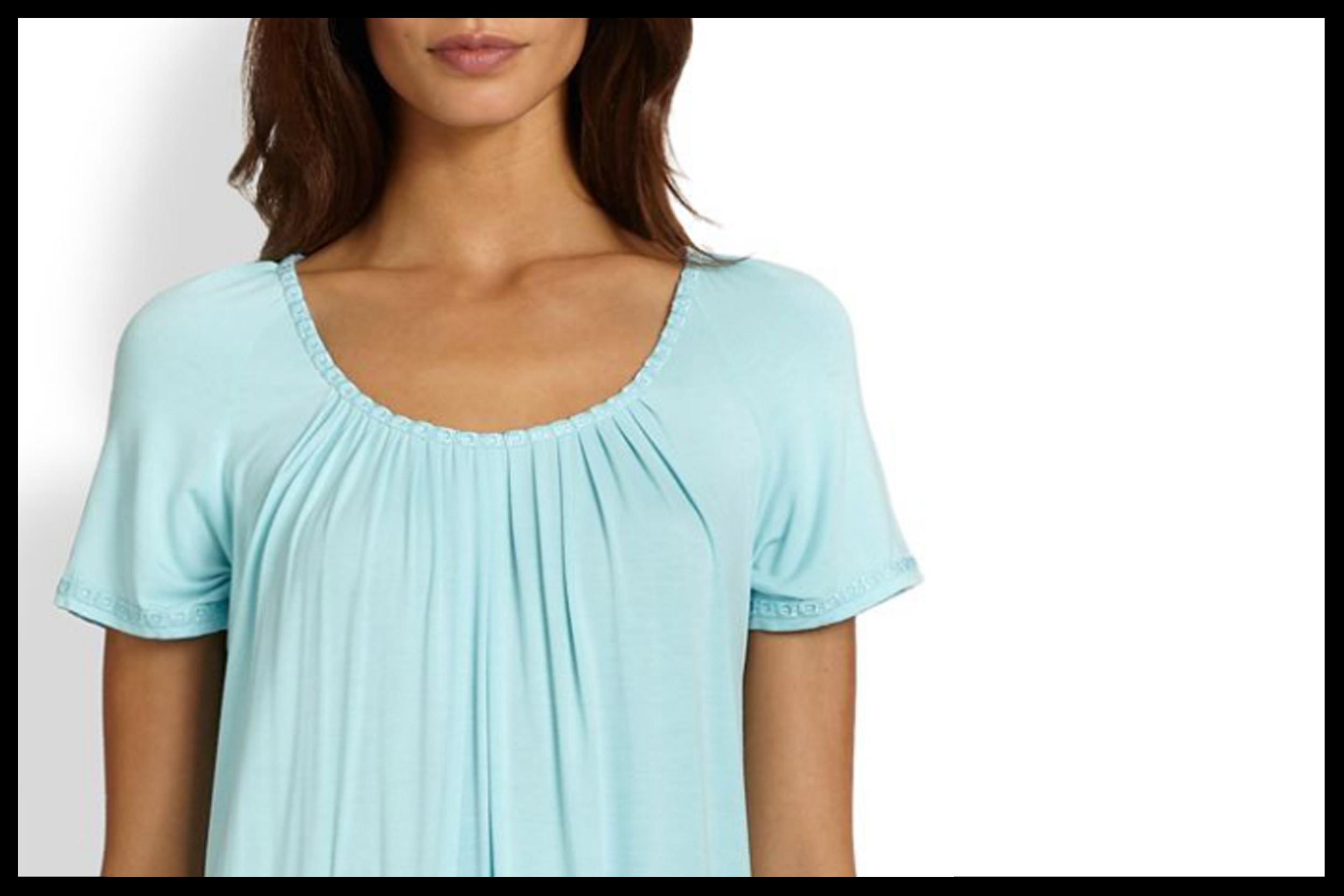 Modal Knit Sleep Tee - Close Up - Front View - Aqua.png