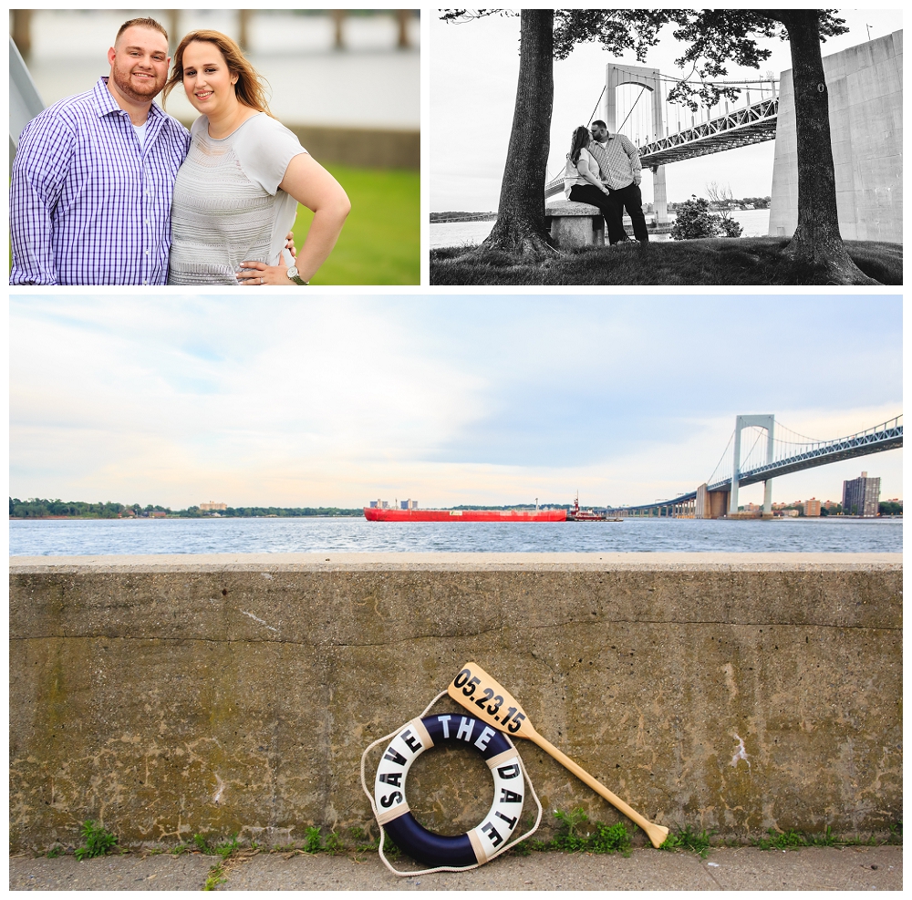Throg's Neck Bridge is prominently shown in all the photos below. Check out the awesome Save the Date oar and paddle that they made!