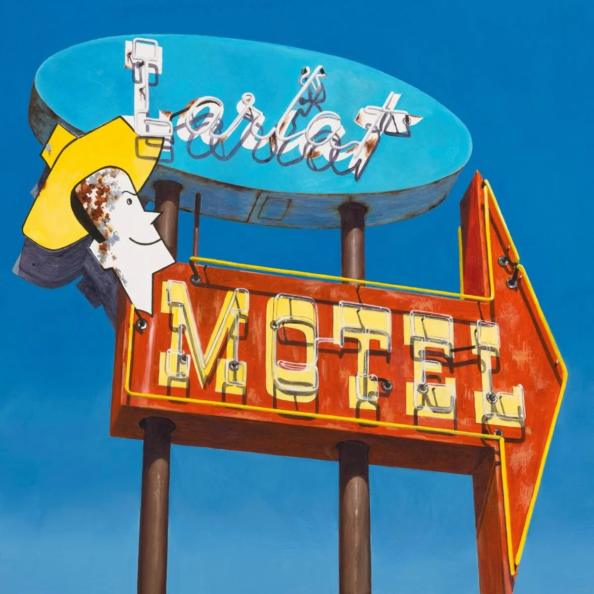 🎨 I only had time to complete one little nugget for the  December anniversary show  @patricia_rovzar_gallery. Meet &ldquo;Lariat&rdquo; from Hardin, MT&mdash;/ 12&rdquo;x12&rdquo;/oil on cradled panel

#kellietalbot #oilpainting #realism #neon #art 